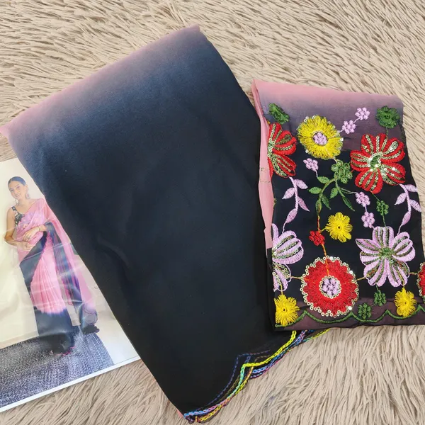 Multicolour plain Chiffon Light weight Saree |SR10